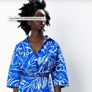 Zara Printed Crop Blouse